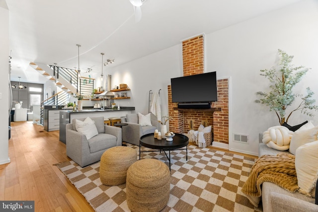 living room featuring light hardwood / wood-style floors