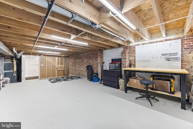 basement featuring a workshop area