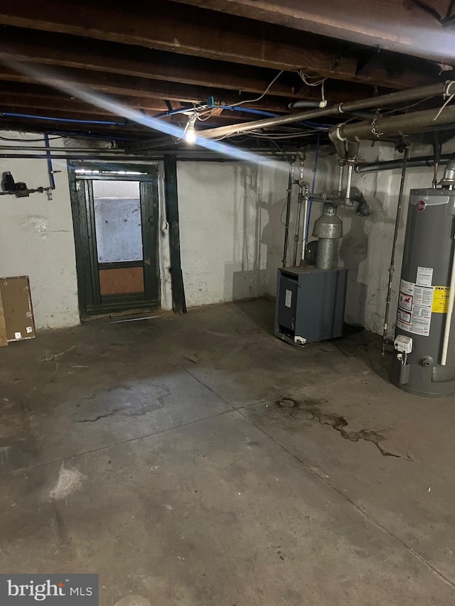 basement with gas water heater