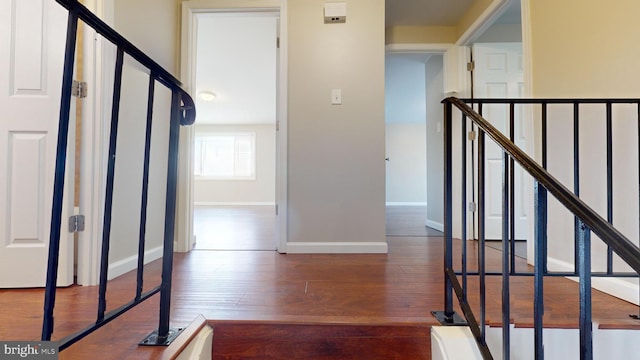 interior space with dark wood-type flooring