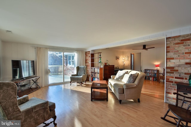 living room featuring light wood-type flooring