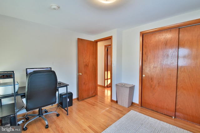 office featuring light wood-type flooring