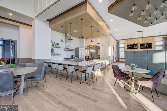 dining area featuring light hardwood / wood-style floors