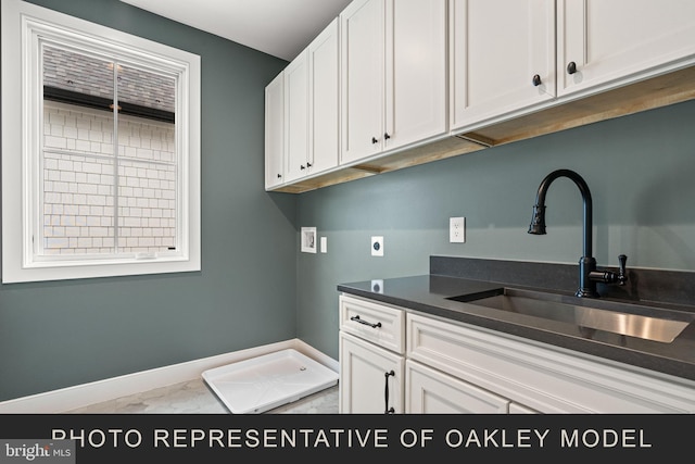 laundry room with sink, cabinets, and hookup for an electric dryer