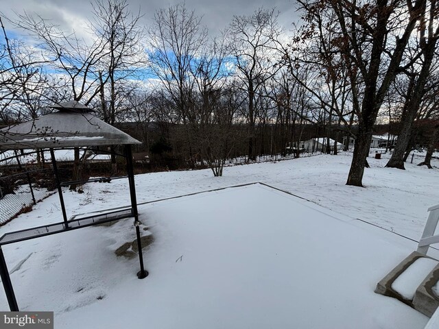 view of yard covered in snow