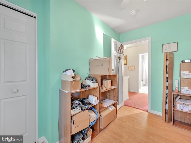 interior space with light hardwood / wood-style floors