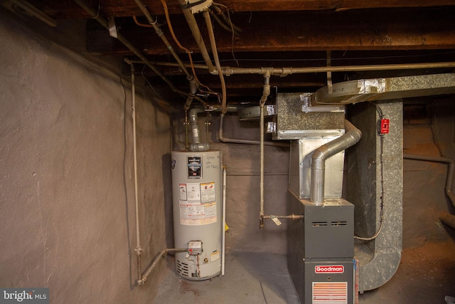 utility room featuring water heater