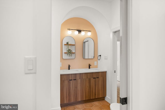 bathroom featuring vanity and tile patterned floors