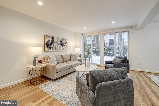 living room featuring light hardwood / wood-style floors