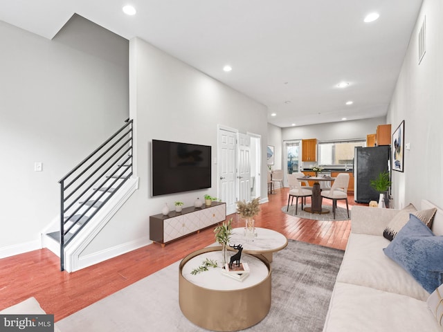 living room with light wood-type flooring