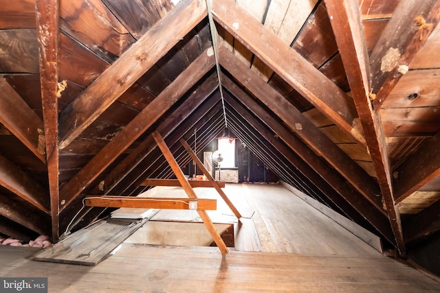 view of unfinished attic