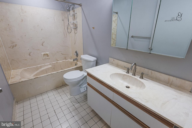 full bathroom with tile patterned flooring, vanity, toilet, and bathtub / shower combination