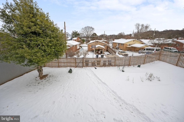 view of yard covered in snow