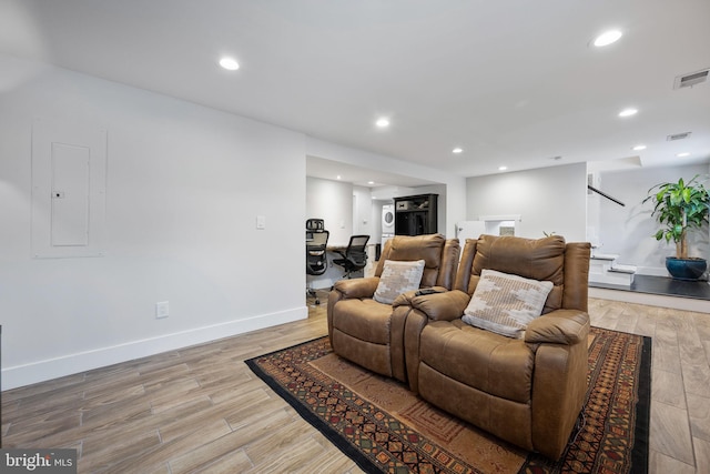 living room with electric panel