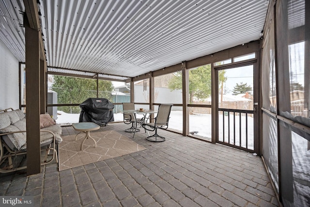 view of unfurnished sunroom