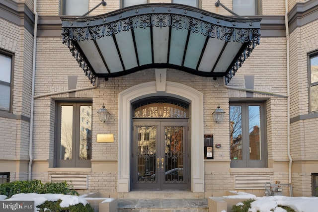 view of exterior entry with french doors