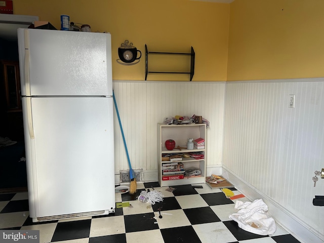 kitchen with white fridge