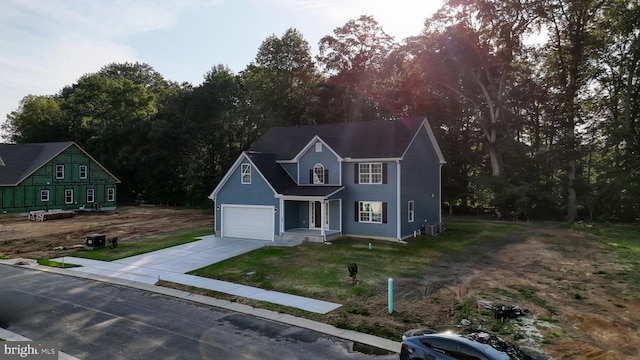 colonial home with a front lawn