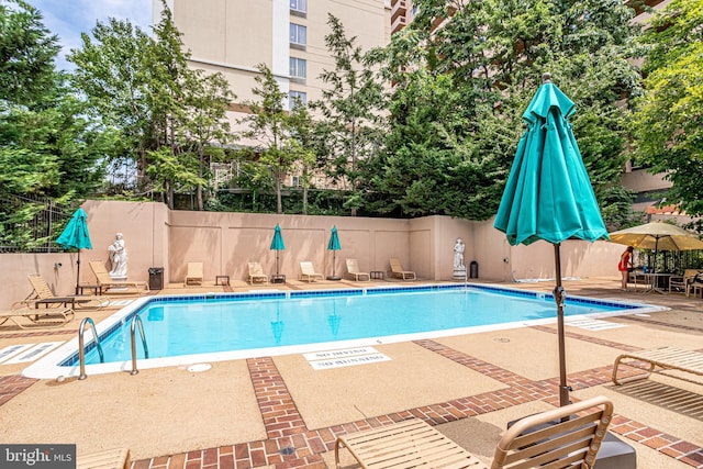 view of pool featuring a patio area