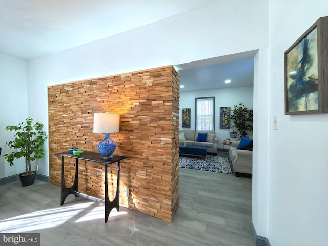 hallway featuring hardwood / wood-style floors