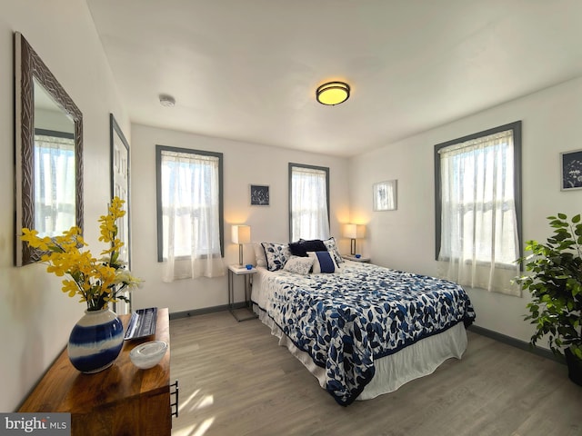 bedroom with wood-type flooring