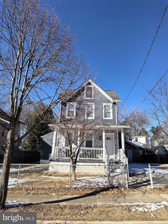 view of property with a porch