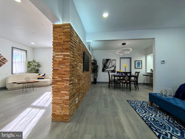 interior space with hardwood / wood-style flooring