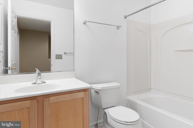 full bathroom featuring vanity, toilet, and shower / bath combination