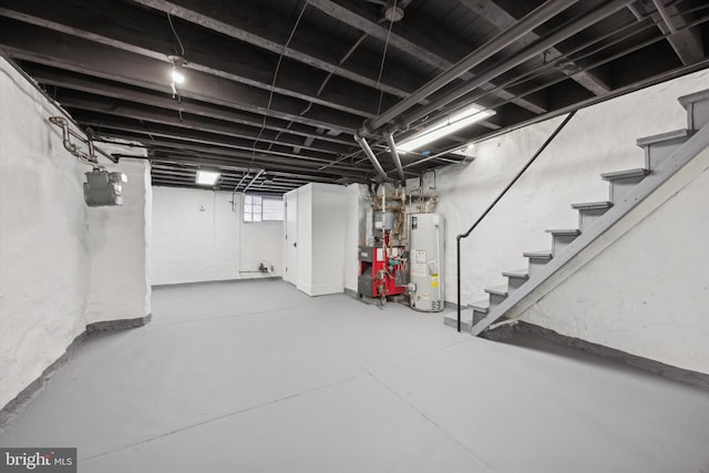 basement with water heater