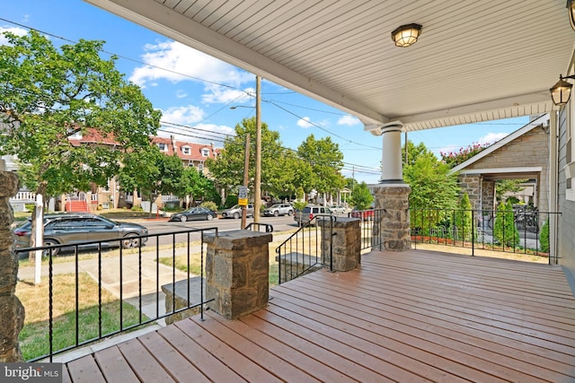 deck featuring covered porch