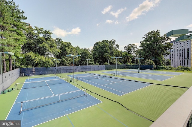 view of tennis court with basketball court