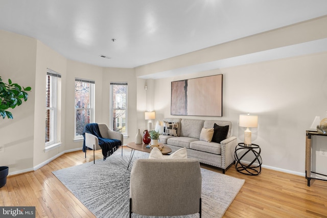 living room featuring light hardwood / wood-style floors