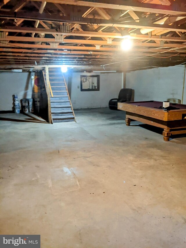 basement with billiards