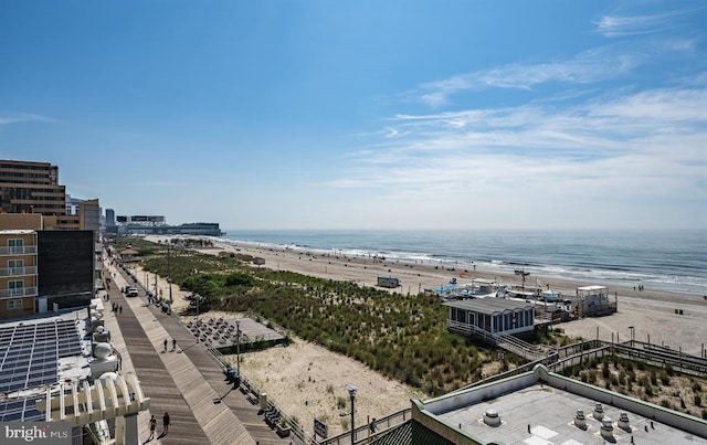 property view of water featuring a view of the beach