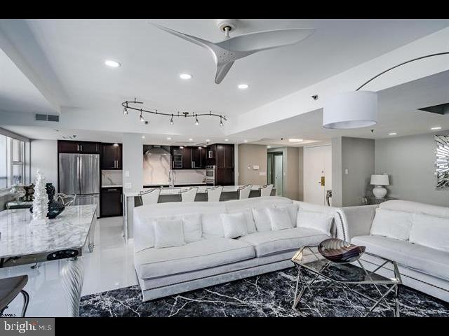 living room featuring sink