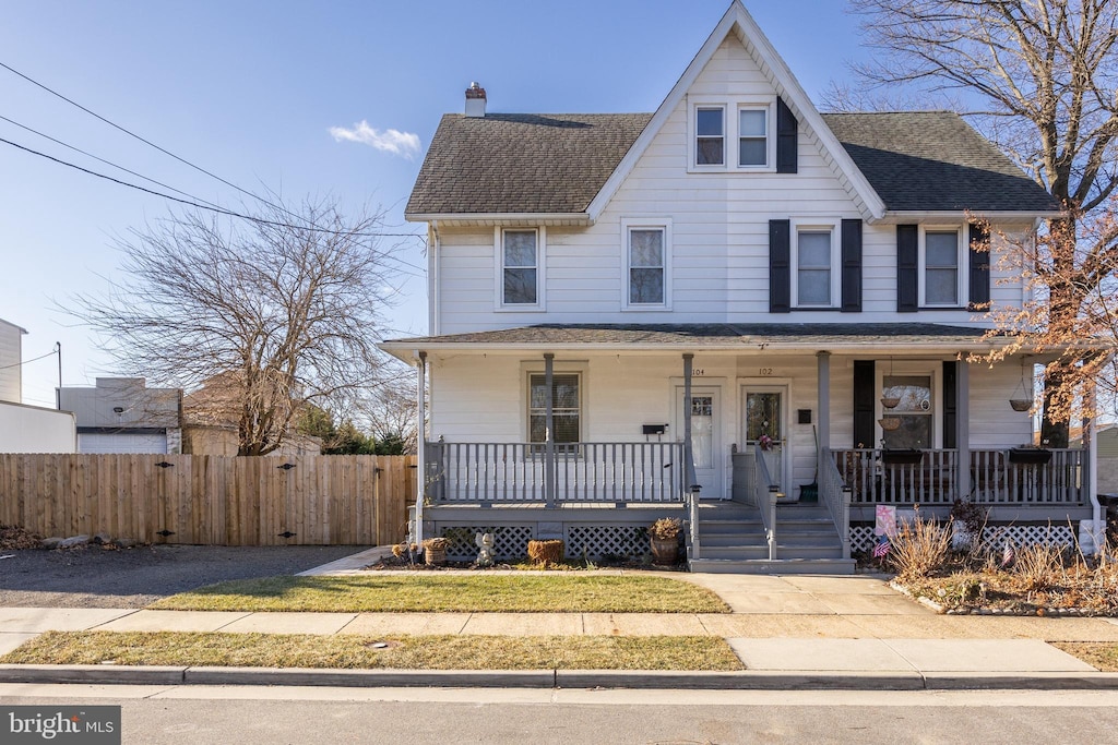 view of front of property with a porch