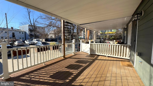 deck featuring a porch