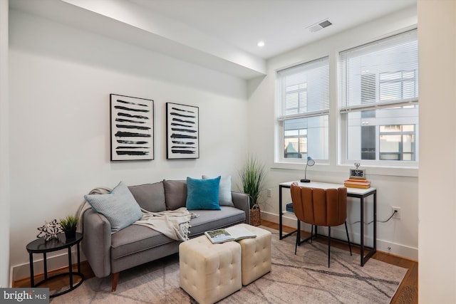 living room with hardwood / wood-style floors