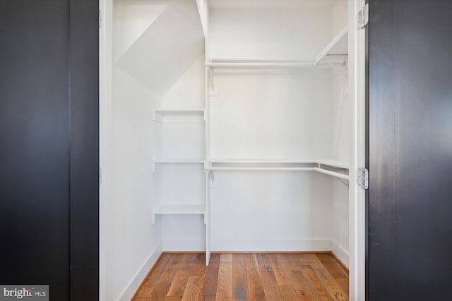 walk in closet featuring hardwood / wood-style flooring