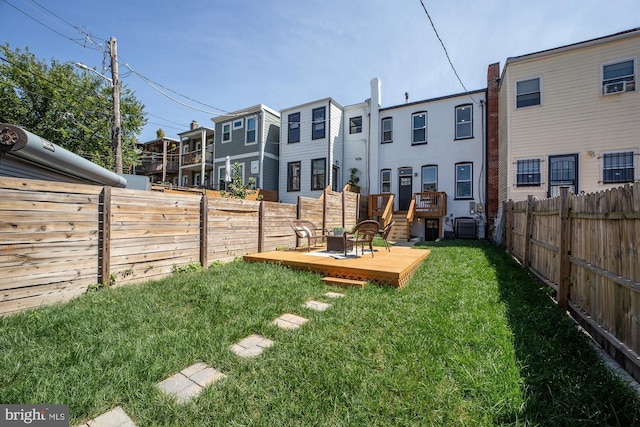 view of yard with a deck