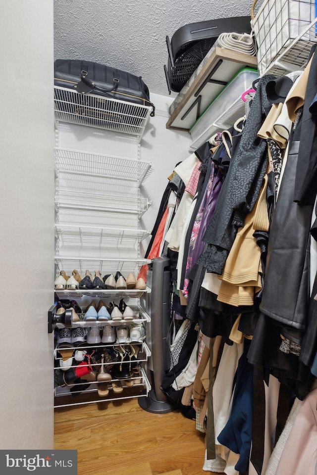 spacious closet featuring hardwood / wood-style floors