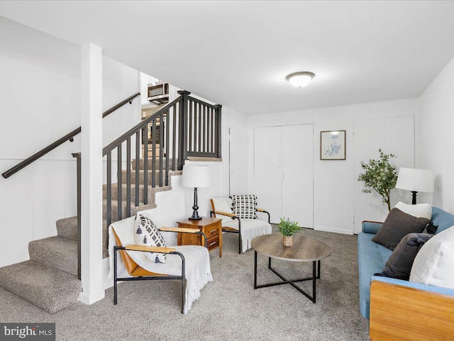 living room featuring carpet flooring