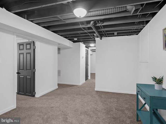 basement with carpet