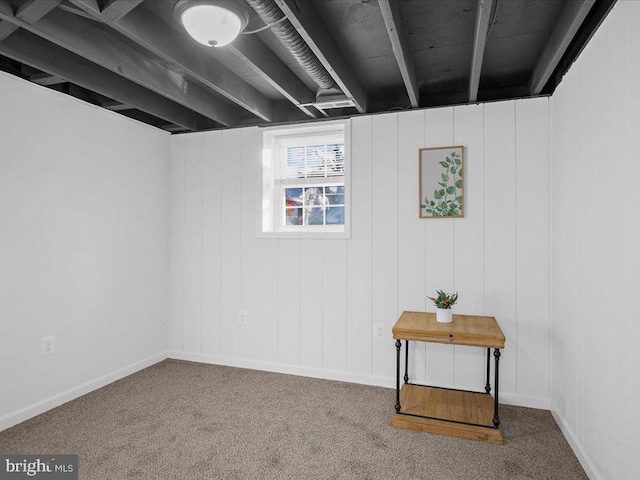 basement featuring carpet floors