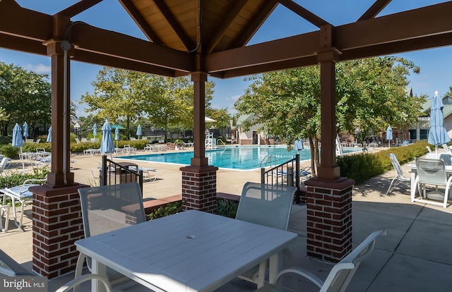 view of pool featuring a patio