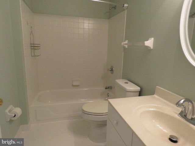 full bathroom with vanity, shower / bathing tub combination, and toilet