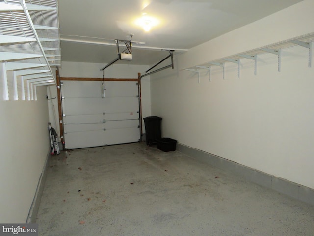 garage with a garage door opener