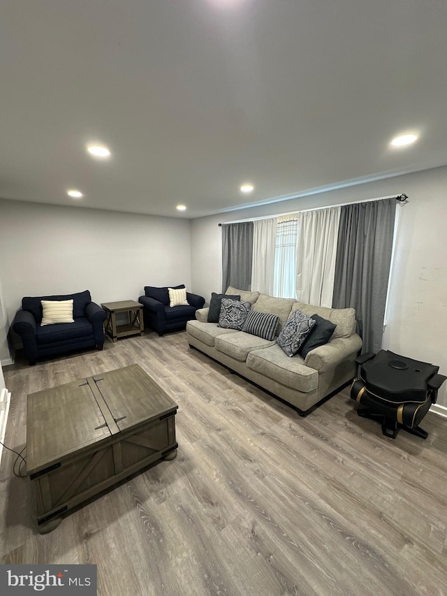 living room with hardwood / wood-style flooring