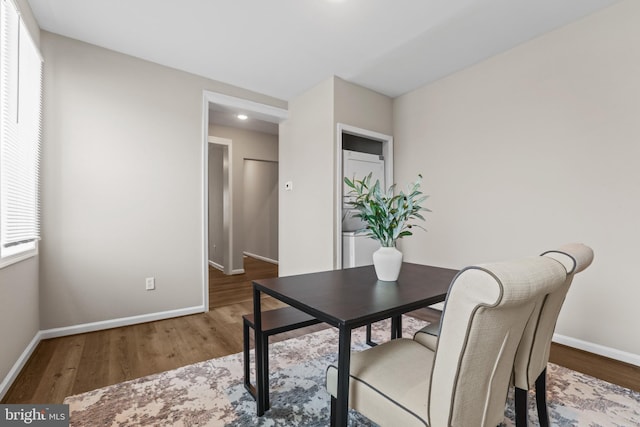 dining room with wood-type flooring