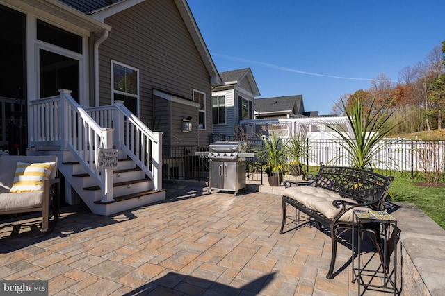 view of patio / terrace with a grill